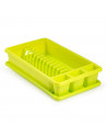 Tradineur - Escurreplatos de plástico rectangular con bandeja antigoteo, escurridor, soporte, organizador vajilla, cocina, 45,5