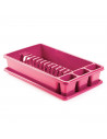 Tradineur - Escurreplatos de plástico rectangular con bandeja antigoteo, escurridor, soporte, organizador vajilla, cocina, 45,5