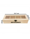 Tradineur - Caja de madera "Infusiones" con tapa de cristal, caja de almacenamiento decorativa, madera natural, guardar té, manz