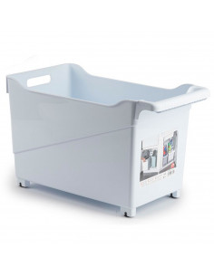 Tradineur - Carrito multiusos de plástico con ruedas y asa Nº2, cesta organizadora para productos de limpieza, baño, cocina (Bla