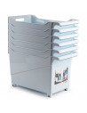 Tradineur - Carrito multiusos de plástico con ruedas y asa Nº2, cesta organizadora para productos de limpieza, baño, cocina (Bla