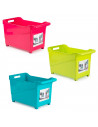 Tradineur - Carrito de plástico multiusos con ruedas y asa Nº2, cesta organizadora para productos de limpieza, baño, cocina, 28