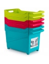 Tradineur - Carrito de plástico multiusos con ruedas y asa Nº2, cesta organizadora para productos de limpieza, baño, cocina, 28