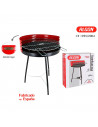 Algon - Barbacoa redonda con patas desmontables, acero cromado, parrilla zincada con grill regulable por niveles, carbón, leña,