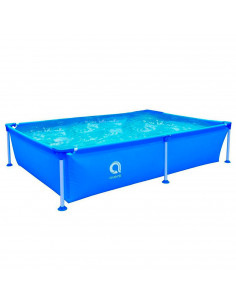 Tradineur - Piscina rectangular con estructura metálica y paredes de 3 capas, fácil montaje, exterior, jardín (Azul, 1125 litros