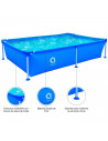Tradineur - Piscina rectangular con estructura metálica y paredes de 3 capas, fácil montaje, exterior, jardín (Azul, 1125 litros