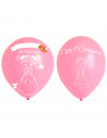 Tradineur - Set de 12 globos de Primera Comunión, látex de caucho natural, decoración en fiestas, celebraciones, hogar (Rosa, Ni