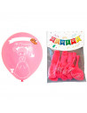Tradineur - Set de 12 globos de Primera Comunión, látex de caucho natural, decoración en fiestas, celebraciones, hogar (Rosa, Ni