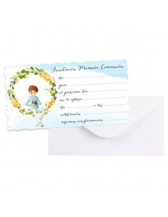 Tradineur - Set de 10 invitaciones para Primera Comunión con sobre, papel, amigos, familia, fiestas, celebraciones religiosas (N