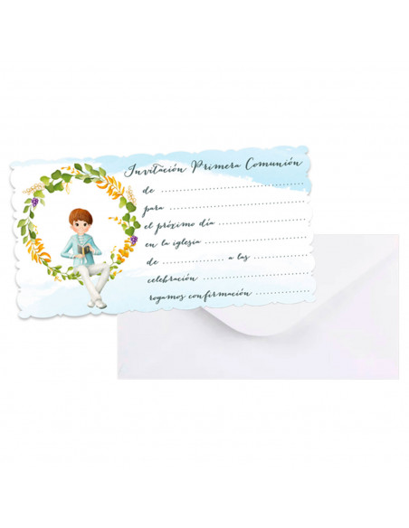 Tradineur - Set de 10 invitaciones para Primera Comunión con sobre, papel, amigos, familia, fiestas, celebraciones religiosas (N