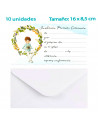 Tradineur - Set de 10 invitaciones para Primera Comunión con sobre, papel, amigos, familia, fiestas, celebraciones religiosas (N