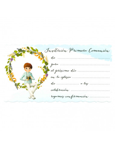 Tradineur - Set de 10 invitaciones para Primera Comunión con sobre, papel, amigos, familia, fiestas, celebraciones religiosas (N