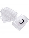 Tradineur - Caja organizadora de plástico, 3 baldas y asa, 30 compartimentos, divisores removibles, almacenamiento tornillos, bo