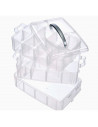 Tradineur - Caja organizadora de plástico, 3 baldas y asa, 30 compartimentos, divisores removibles, almacenamiento tornillos, bo