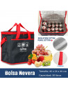 Tradineur - Bolsa térmica porta alimentos, nevera con asas, correa ajustable y aislante interior, plegable, picnic, playa, campi