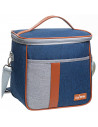 Tradineur - Bolsa térmica de tela, nevera porta alimentos con aislamiento, asa y correa ajustable, picnic, playa, camping (10 li