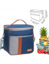 Tradineur - Bolsa térmica de tela, nevera porta alimentos con aislamiento, asa y correa ajustable, picnic, playa, camping (10 li