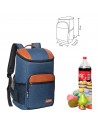 Tradineur - Mochila nevera térmica de tela porta alimentos con bolsillos, asa y correas ajustables, picnic, playa, camping (18 l