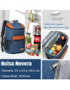 Tradineur - Mochila nevera térmica de tela porta alimentos con bolsillos, asa y correas ajustables, picnic, playa, camping (18 l