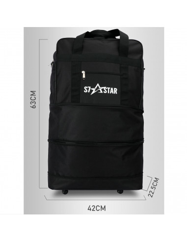 Tradineur - Maleta plegable de tela con 4 ruedas giratorias y asas, bolsa de viaje extensible, 3 posiciones, ligera, resistente
