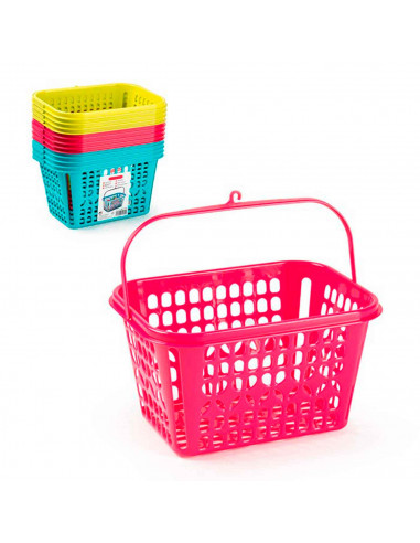 Tradineur - Cesta para pinzas rectangular 14 x 24 x 18 cm. Recipiente, caja para pinzas de la ropa con asa (Color surtido)
