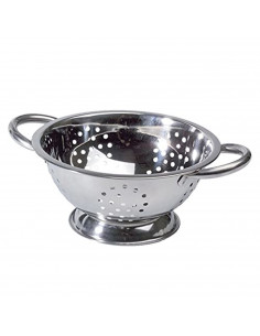 Tradineur - Escurridor de acero inoxidable de 29 cm de diámetro y 13,5 cm de alto con pie. Escurreverduras de inox para comida,