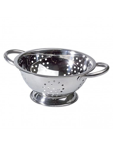 Tradineur - Escurridor de acero inoxidable de 29 cm de diámetro y 13,5 cm de alto con pie. Escurreverduras de inox para comida,