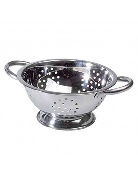 Tradineur - Escurridor de acero inoxidable de 29 cm de diámetro y 13,5 cm de alto con pie. Escurreverduras de inox para comida,