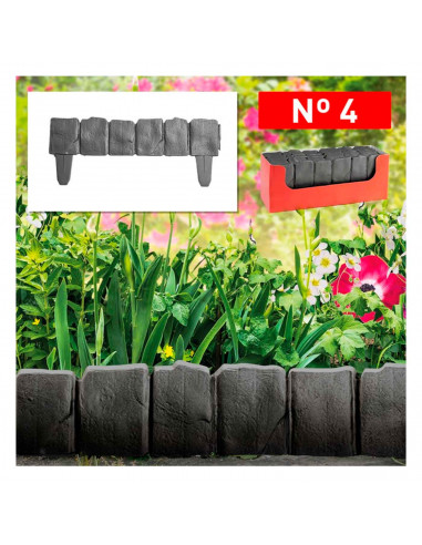 Tradineur - Valla de plástico decorativa de jardín - Borde para cespéd, plantas, flores, decoración de exterior - N.º 4 - 18,5 x