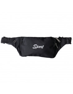 Tradineur - Riñonera sport unisex de poliéster con conector para auriculares, 3 bolsillos con cremallera y correa ajustable, sen