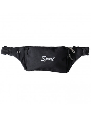 Tradineur - Riñonera sport unisex de poliéster con conector para auriculares, 3 bolsillos con cremallera y correa ajustable, sen