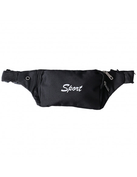 Tradineur - Riñonera sport unisex de poliéster con conector para auriculares, 3 bolsillos con cremallera y correa ajustable, sen