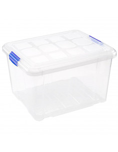 Tradineur - Caja de almacenaje plástico 4 L. Cesta, recipiente almacenamiento objetos 14 x 26 x 17 cm
