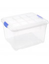 Tradineur - Caja de almacenaje plástico 4 L. Cesta, recipiente almacenamiento objetos 14 x 26 x 17 cm