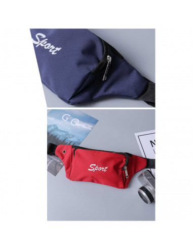 Tradineur - Riñonera sport unisex de poliéster con conector para auriculares, 3 bolsillos con cremallera y correa ajustable, sen