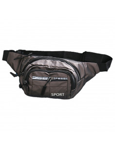 Tradineur - Riñonera sport de hombre de poliéster impermeable con 5 bolsillos con cremallera y correa ajustable, senderismo, 32