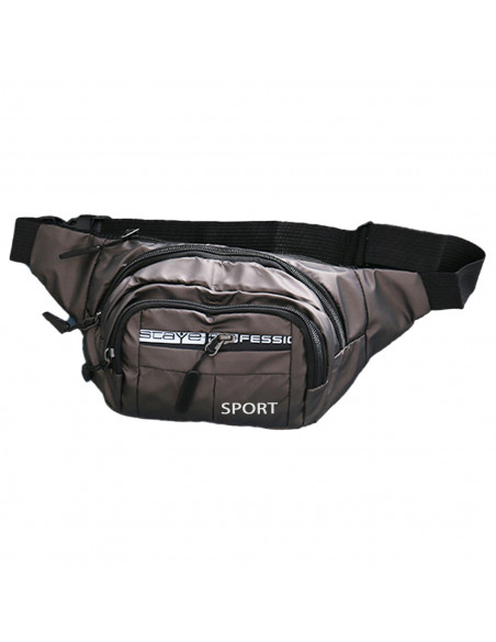 Tradineur - Riñonera sport de hombre de poliéster impermeable con 5 bolsillos con cremallera y correa ajustable, senderismo, 32