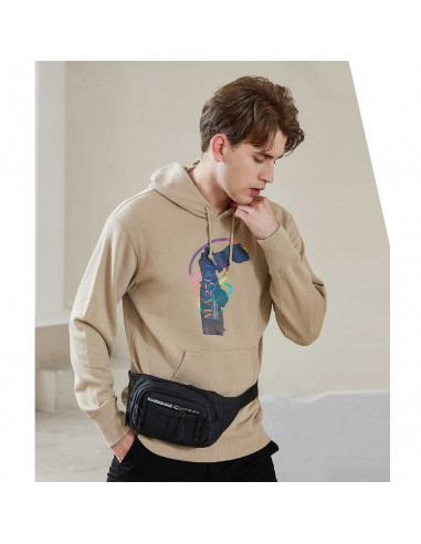 Tradineur - Riñonera sport de hombre de poliéster impermeable con 5 bolsillos con cremallera y correa ajustable, senderismo, 32