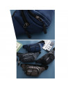Tradineur - Riñonera sport de hombre de poliéster impermeable con 5 bolsillos con cremallera y correa ajustable, senderismo, 32