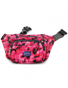Tradineur - Riñonera sport unisex, diseño camuflaje, poliéster, 5 bolsillos con cremallera y correa ajustable, senderismo, 33 x