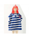 Tradineur - Toalla de baño infantil de microfibra, poncho marinero con capucha, muy suave, absorbente, secado rápido, playa, pis