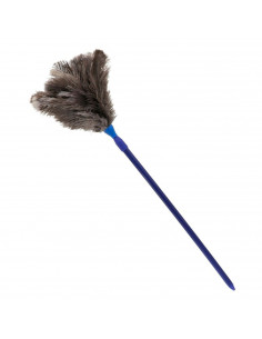 Tradineur - Plumero de avestruz con mango de plástico extensible de 58 a 102 cm, plumas suaves, lavable, polvo, telas de araña,