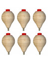 Tradineur - Pack de 6 peonzas de madera con cuerda y punta metálica, trompos, pirindolas, spinners, regalos para niños, cumpleañ
