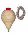 Tradineur - Pack de 6 peonzas de madera con cuerda y punta metálica, trompos, pirindolas, spinners, regalos para niños, cumpleañ