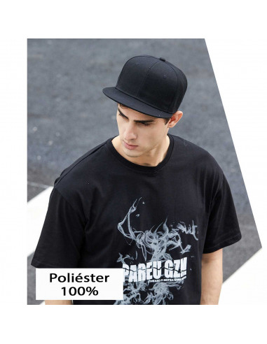Tradineur - Gorra de béisbol ancha para hombre con ajuste posterior a presión, 100% poliéster, accesorio sport, skate (Negro, ta