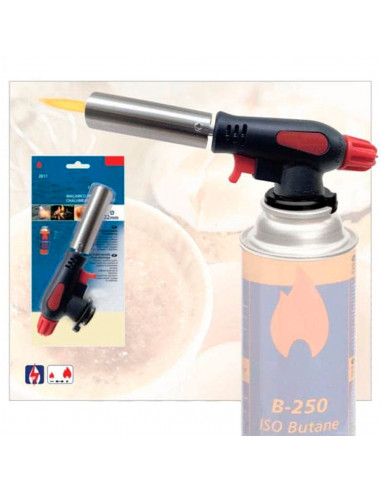 Tradineur - Soplete multiusos - Compatible con bombona B-250 - Quemador para barbacoa - Flambear, caramelizar, tostar, dar color
