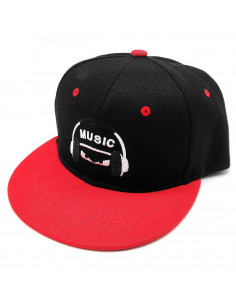 Tradineur - Gorra de béisbol ancha "Music" para hombre con ajuste posterior a presión, 100% poliéster, accesorio sport, skate, t