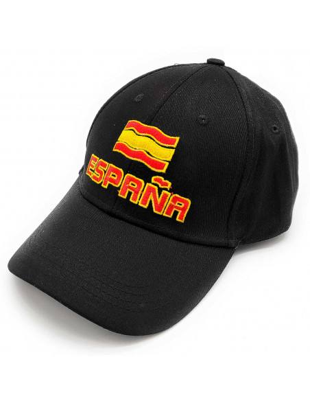 Tradineur - Gorra de España con letras y bandera, ajuste posterior con hebilla metálica, 100% algodón, deporte, golf, adulto uni