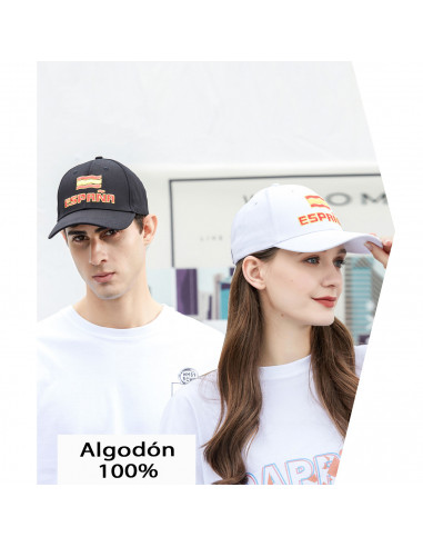 Tradineur - Gorra de España con letras y bandera, ajuste posterior con hebilla metálica, 100% algodón, deporte, golf, adulto uni