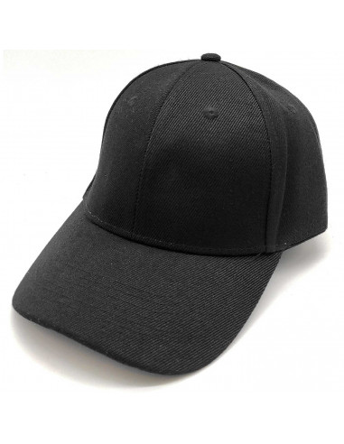 Tradineur - Gorra clásica de adulto con ajuste posterior de velcro, 100% poliéster, accesorio deporte, skate, aire libre (Negro,